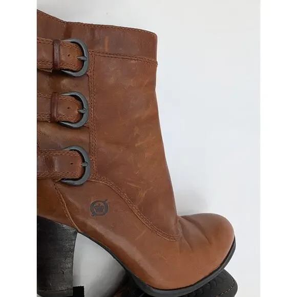 Born 7.5 Vivi Ankle Boots Buckles Heel Leather Western Rodeo Cowgirl Equestrian - Picture 5 of 9